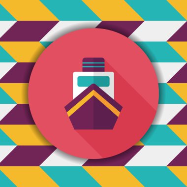 tekne ile uzun gölge düz simgesi