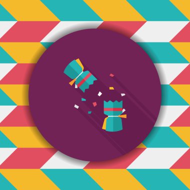 Noel fişeği düz simgesi ile uzun gölge, eps10