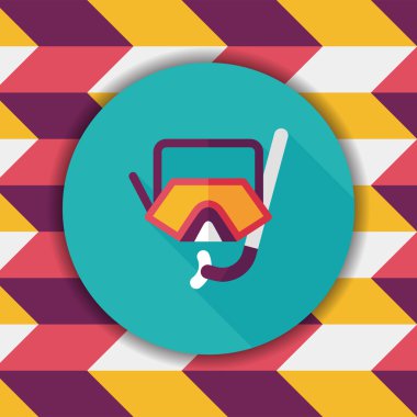 uzun gölge maskesi ve şnorkel düz simgesi