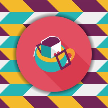 Uzun Gölge, eps10 ile kahve çanta düz simgesi