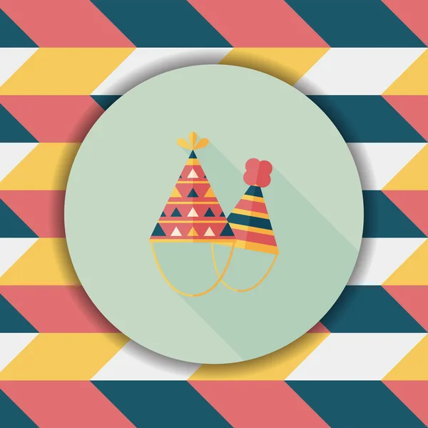 Birthday hat flat icon with long shadow, eps10 — стоковый вектор