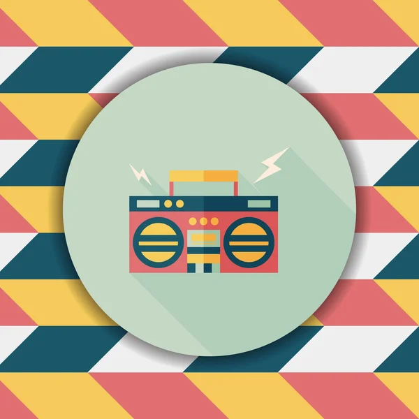 Ghetto blaster audio flat icon with long shadow,eps10 — Stock Vector