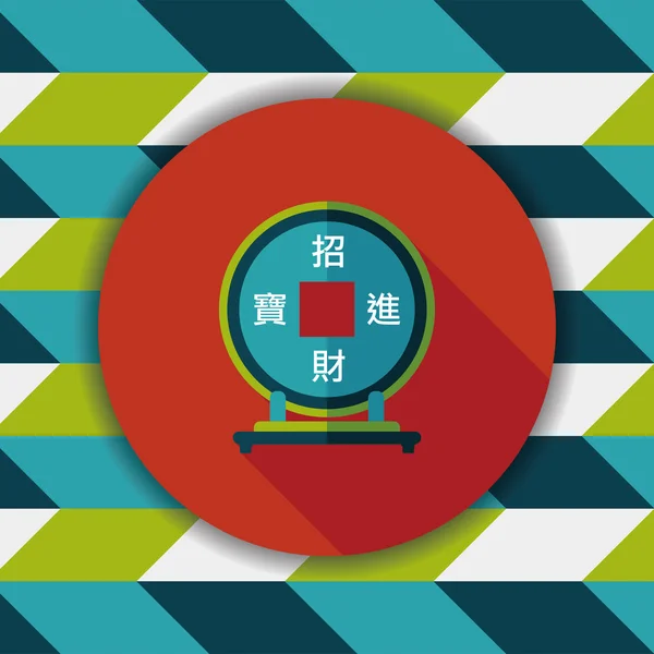 Chiński Nowy rok płaskie ikona z długi cień, eps10, chiński wystrój — Wektor stockowy