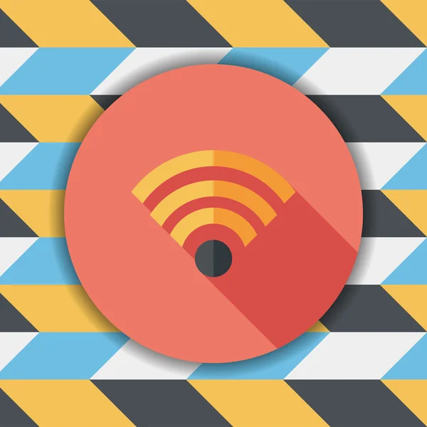 Draadloze wifi platte pictogram met lange schaduw — Stockvector