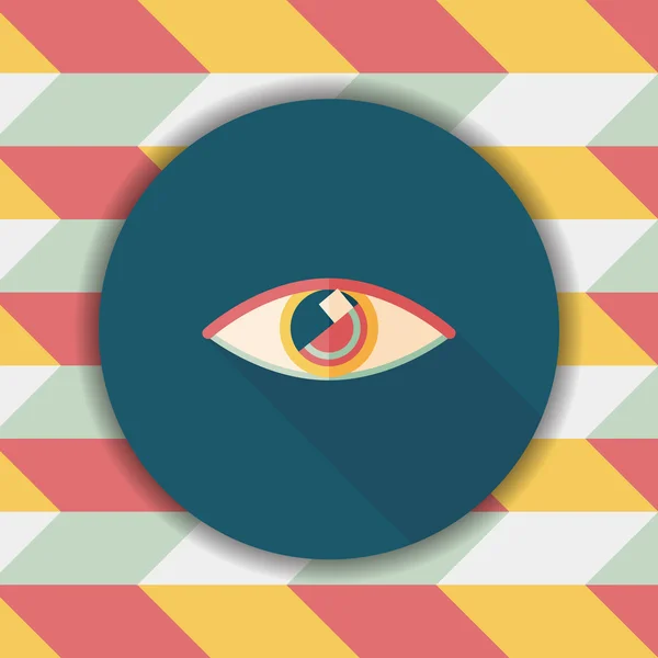 Auge flach Symbol mit langem Schatten — Stockvektor