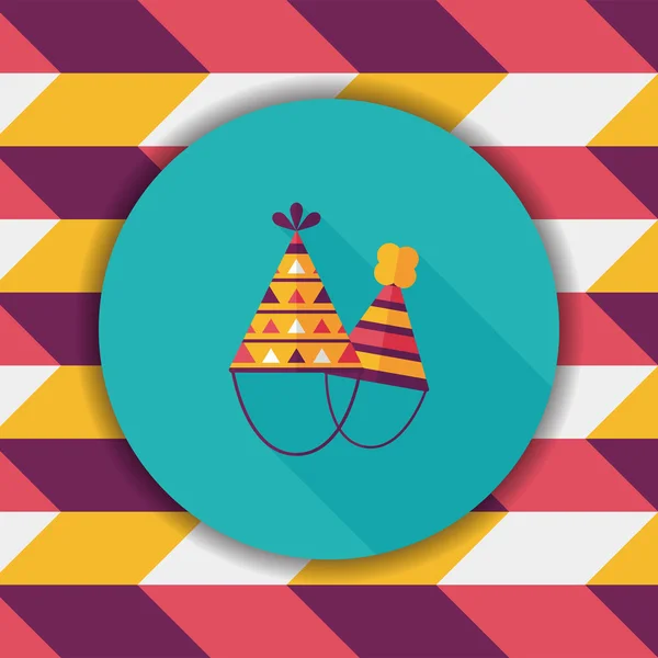 Chapeau d'anniversaire icône plate avec ombre longue, eps10 — Image vectorielle