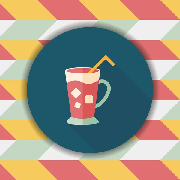 Ice drink flat icon with long shadow, eps10 — стоковый вектор