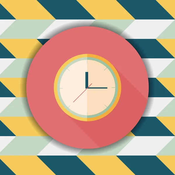 Horloge icône plate avec ombre longue, eps10 — Image vectorielle