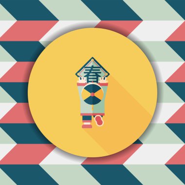 Çin yeni yılı uzun gölge, eps10, küçük bo düz simgesiyle