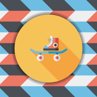 kaykay uzun gölge düz simgesi