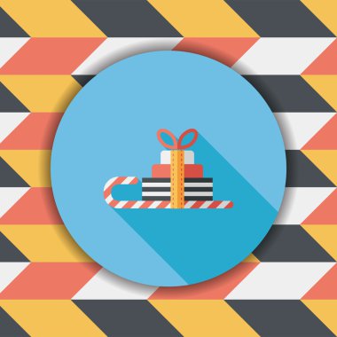 Uzun Gölge, eps10 ile Noel kızak hediye sepeti düz simgesi