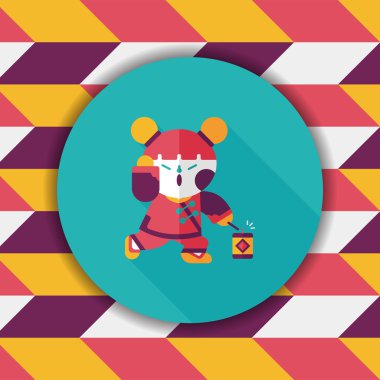 Çin yeni yılı kız uzun gölge, eps10 düz simgesiyle