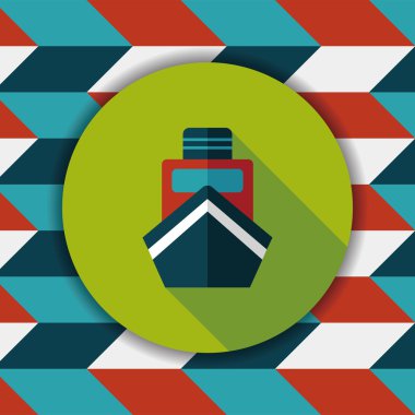 tekne ile uzun gölge düz simgesi