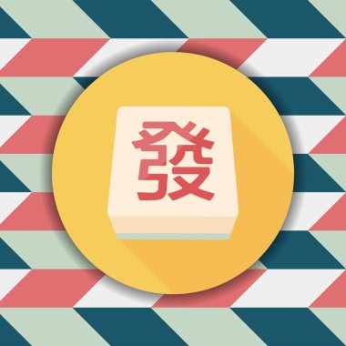 Uzun Gölge, eps10 ile Çin mahjong düz simgesi