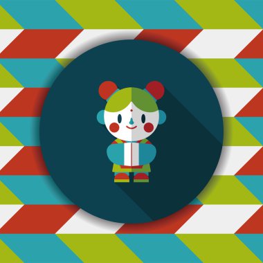 Çin yeni yılı kız uzun gölge, eps10 düz simgesiyle