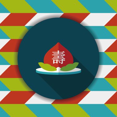 Çin yeni yılı şeftali ile uzun shad ölümsüzlük düz simgesinin