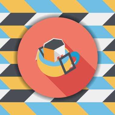 Uzun Gölge, eps10 ile kahve çanta düz simgesi