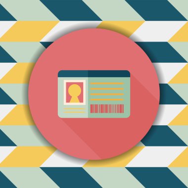 kimlik kartı ile uzun gölge düz simgesi