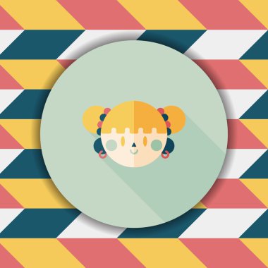 Çin yeni yılı kız uzun gölge, eps10 düz simgesiyle