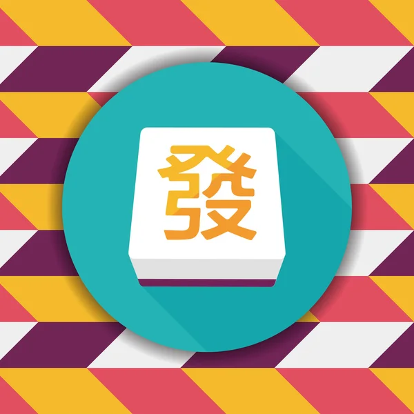 Chinese mahjong platte pictogram met lange schaduw, eps10 — Stockvector