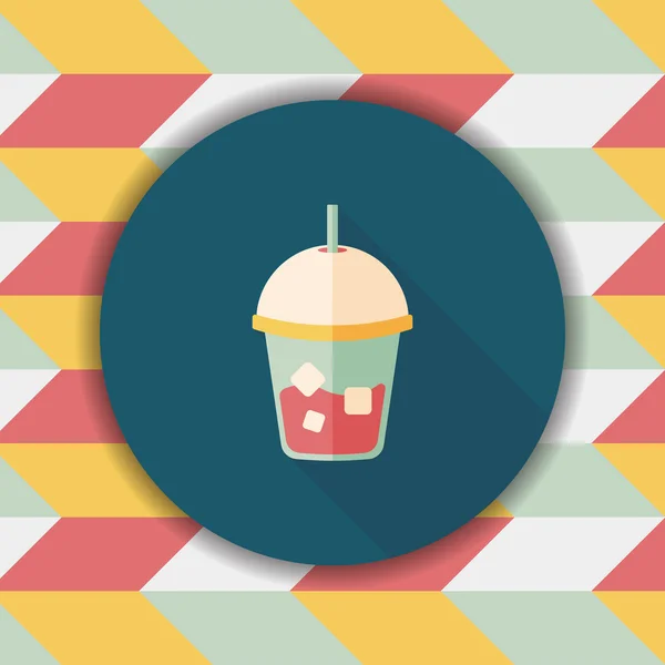 Ice drink flat icon with long shadow, eps10 — стоковый вектор