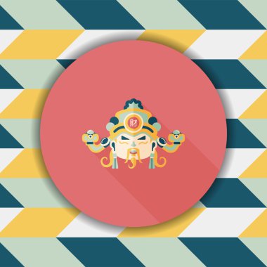 Çin yeni yılı düz simgesi ile uzun gölge, eps10, zenginlik tanrısı