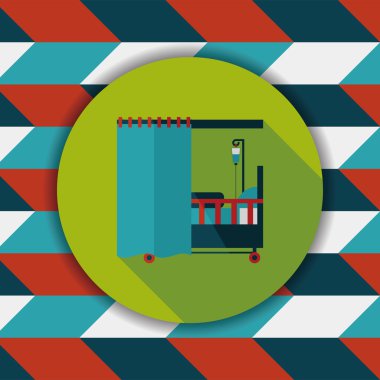 uzun gölge ile hastane yatak düz simgesi