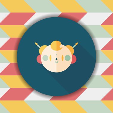 Çin yeni yılı çocuk düz simgesi ile uzun gölge, eps10