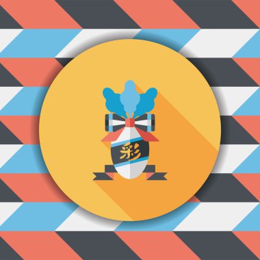 Çin yeni yılı düz simgesi ile uzun gölge, eps10, şanslı beyaz r