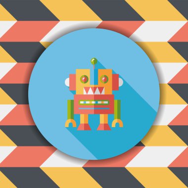 Vintage robot uzun gölge, eps 10 düz simgesi