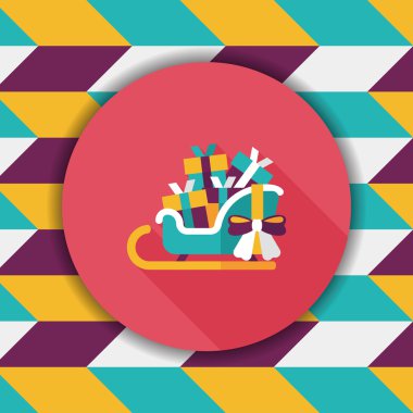 Uzun Gölge, eps10 ile Noel kızak hediye sepeti düz simgesi