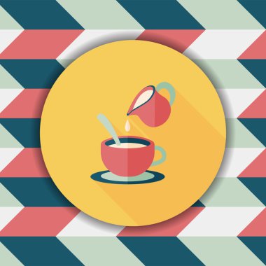 sıcak süt krem kahve düz simgesi ile uzun gölge, eps10