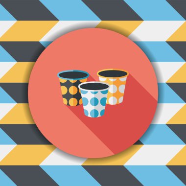 kağıt bardak düz simgesi ile uzun gölge, eps10