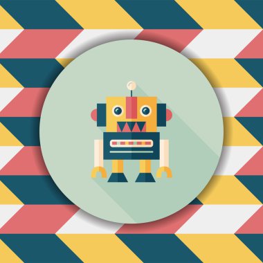 Vintage robot uzun gölge, eps 10 düz simgesi