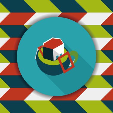 Uzun Gölge, eps10 ile kahve çanta düz simgesi