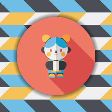 Çin yeni yılı kız uzun gölge, eps10 düz simgesiyle