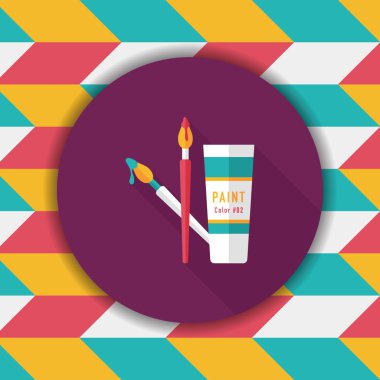 Fırça ve renk tüp düz simgesi ile uzun gölge, eps10