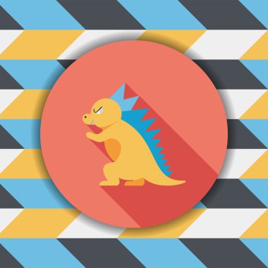 dinozor düz simgesi ile uzun gölge, eps10