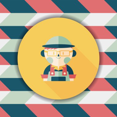 Kahve Dükkanı katip düz simgesi ile uzun gölge, eps10