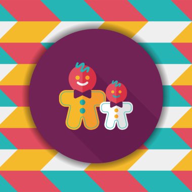 Zencefilli kurabiye adam düz simgesi ile uzun gölge, eps10