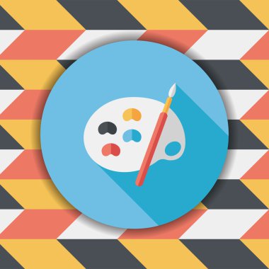 Resim paleti uzun gölge, eps 10 ile boya fırçası düz simgesi ile