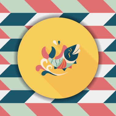 Çin yeni yılı uzun gölge, eps10, Çinli bir dekor ile düz simgesi