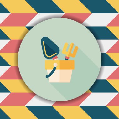 kürek ve kova oyuncakları düz simgesi ile uzun gölge, eps10