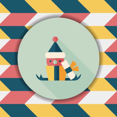 Noel hediye düz simgesi ile uzun gölge, eps10