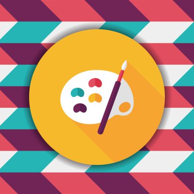 Resim paleti uzun gölge, eps 10 ile boya fırçası düz simgesi ile