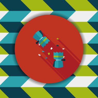 Noel fişeği düz simgesi ile uzun gölge, eps10