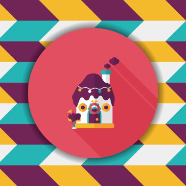 gingerbread house düz simgesi ile uzun gölge, eps10