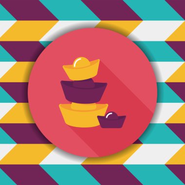 Çin yeni yılı uzun gölge, eps10, Altın külçe de düz simgesiyle