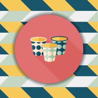 kağıt bardak düz simgesi ile uzun gölge, eps10