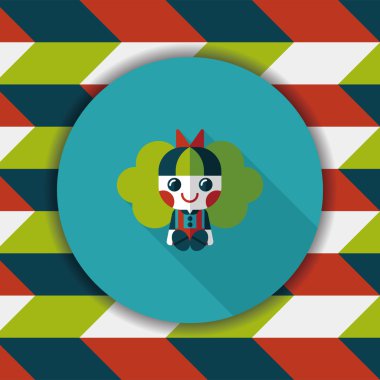 Uzun Gölge, eps 10 ile kız bebek oyuncak düz simgesi